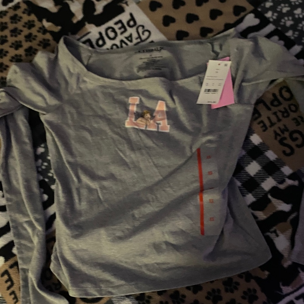 Modern Lux Gray Long Sleeve Tee with LA Print